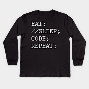 Eat Sleep Code Repeat Four Kids Long Sleeve T-Shirt